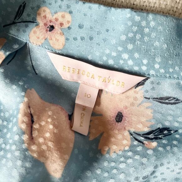 Rebecca Taylor Daniella Blue Floral Silk Dress size 10 - Picture 5 of 15
